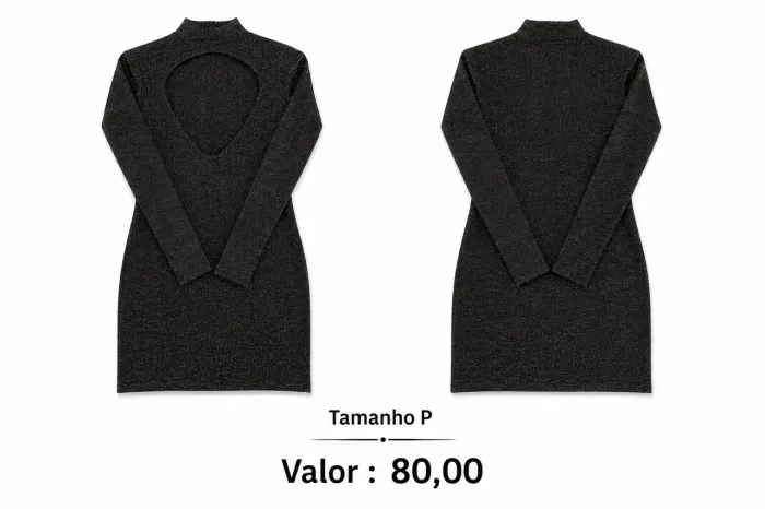 Vestido de gola e manga comprida 