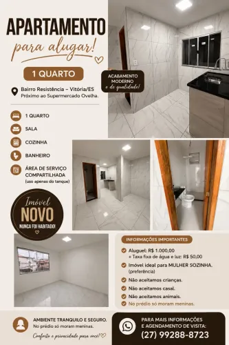 APARTAMENTO DE 1 QUARTO PARA ALUGAR