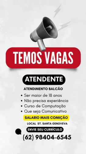 Vaga atendente balcao