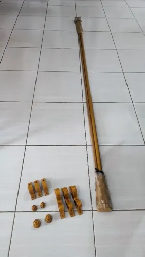 Varão para cortina duplo com três suporte brinde