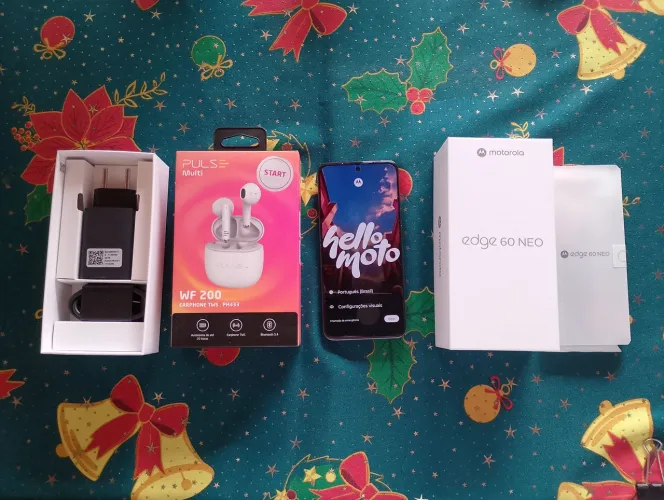 Cel novo Motorola Edge 60 Neo, 512Gb memória. Grátis película inquebrável e fone bluetoorh