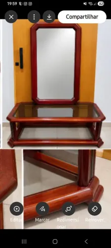 Mesa de Centro + Espelho de Madeira Clássico/Vintage