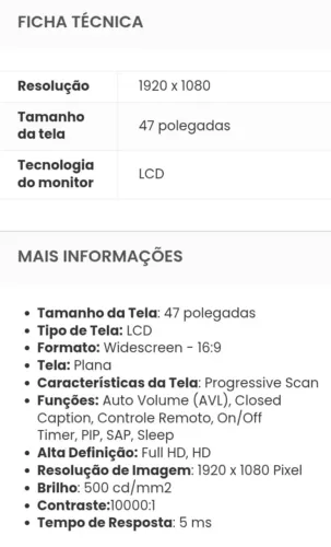 TV LG Full HD 47 polegadas