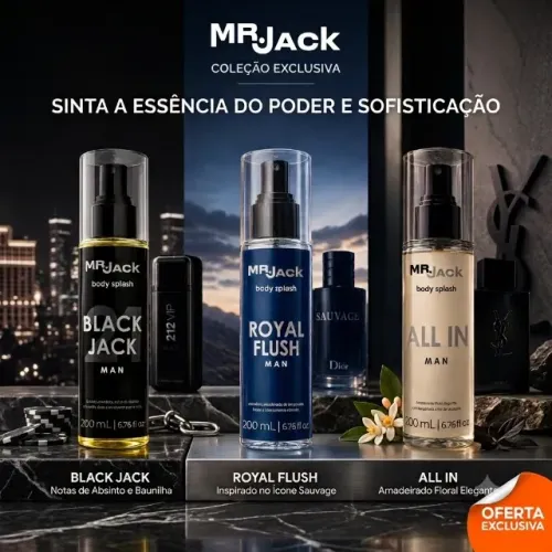 Body Splash BlackJack 21 Man 200ml Fragrância Oriental Aromática Mr. Jack