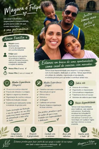 CASAL DE CASEIROS - DISPONIBILIDADE PARA MUDANÇA<br>