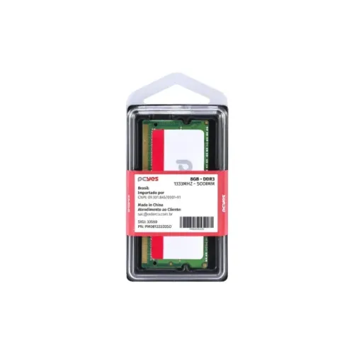 Memoria RAM 8GB DDR3 1333MHZ SODIMM Notebook PM081333D3SO PCYES