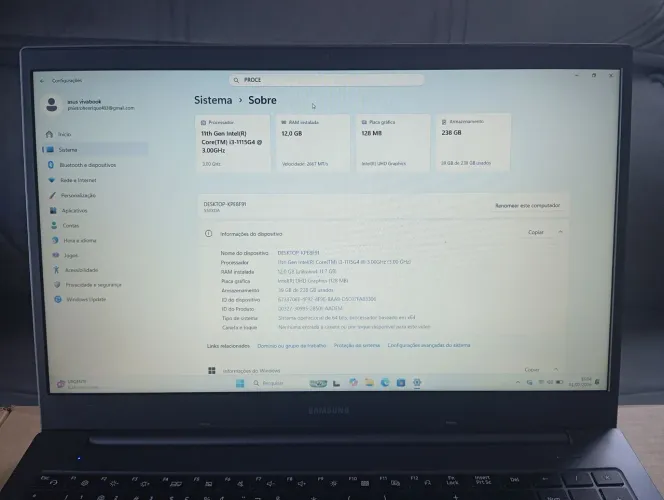 VENDO NOTEBOOK SAMSUNG BOOK i3 11 GERAÇÃO 12 GB 256 SSD NVME
