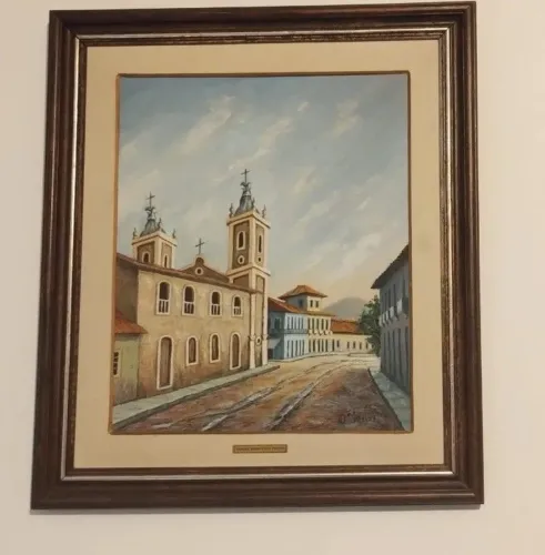 Quadro Ouro Preto , Basílica Pilar, artista Denise  Monteiro Freire (D. Freire). Obra assi
