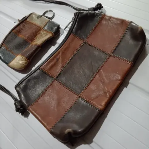 Bola de Couro Feminina com alça Bolsa de Couro marrom Bolsa usada