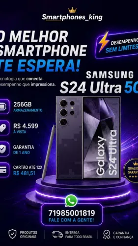 Samsung Galaxy S24 ultra 256gb, lacrado, nota fiscal e garantia de 1 ano