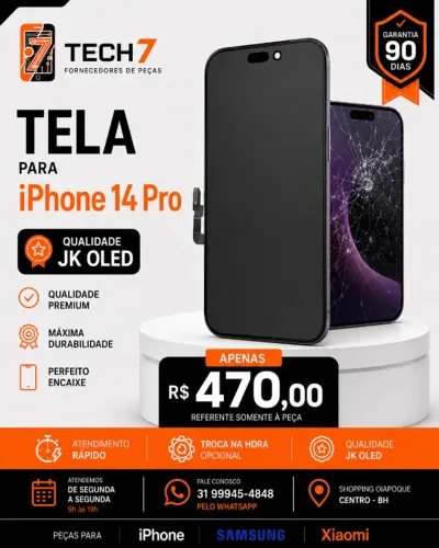 Tela iPhone 14 Pro JK OLED com Garantia de 90 Dias