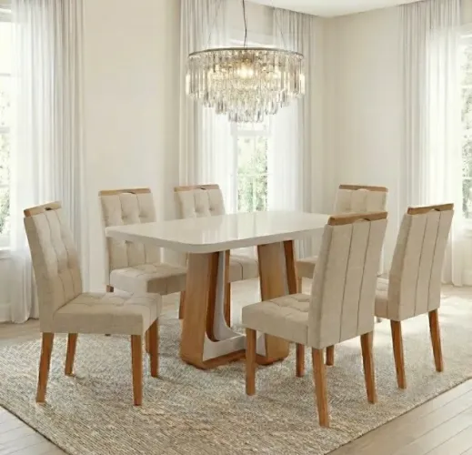 Mesa Belluno 170 com 6 Cadeiras Florença