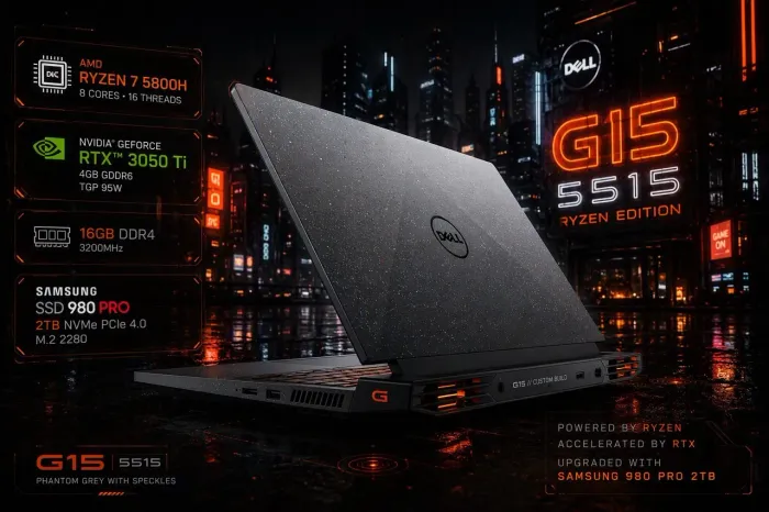 Dell G15 5515 Phamton Grey Ryzen 7 5800H | RTX 3050 Ti | 16GB RAM | SSD 2TB | Tela 120Hz