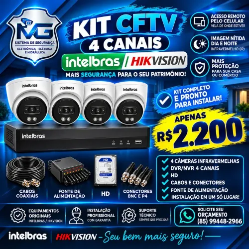 Promoção Kit de CFTV 4 Canais