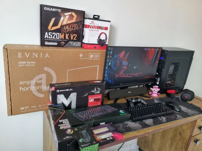 Setup Gamer Completo - Monitor 180Hz + Periféricos + PC Ryzen (Com Caixas)