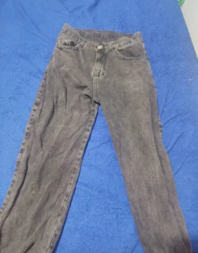 calça jeans reta baggy preta 36