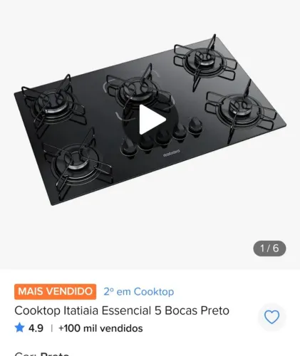 Cooktop Itatiaia Essencial 5 Bocas Bivolt