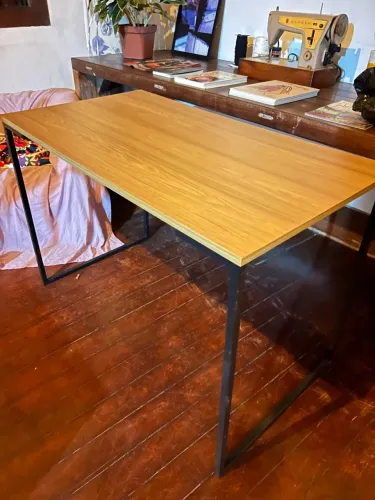 Mesa Industrial Pintura Eletrostática Amadeirada 110x60