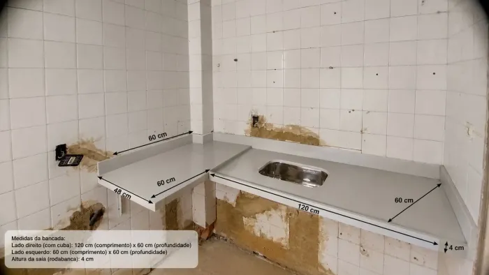 Bancada de Mármore com Cuba Inox