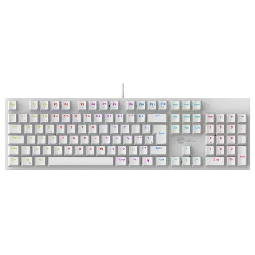 Teclado Mecânico ABNT2 Switch Blue Ninja Gamer Leap Full Size Branco 102 Teclas