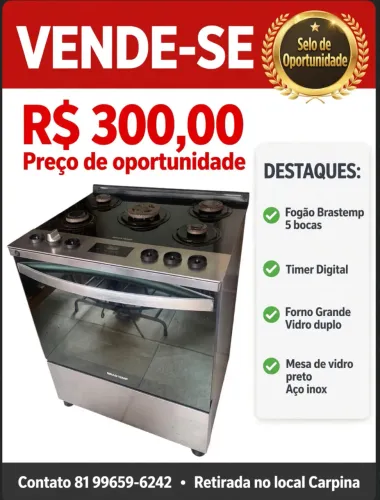 Fogão 5 bocas Brastemp