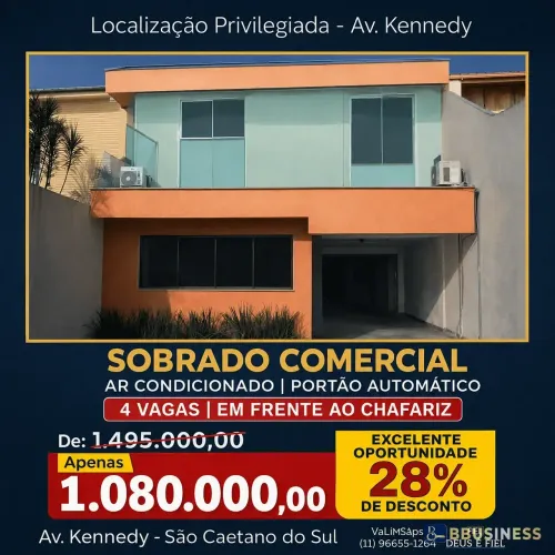 SOBRADO 4 QUARTOS + DEPOSITO 4 VAGAS EM FRENTE AO PARQUE LINEAR DA KANNEDY à venda, Santa