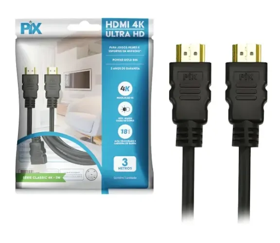 + 100 vendidos Cabo Hdmi 2.0 4k Tv Dvd Home Games 3 Metros (2 Peças)