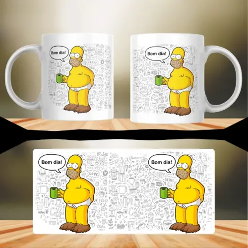 Caneca Bom Dia Homer Simpson Café Porcelana