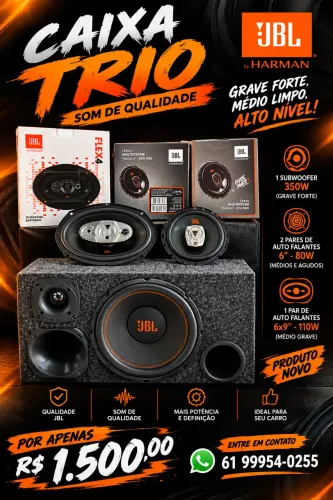 CAIXA TRIO JBL COMPLETA - PRODUTO NOVO