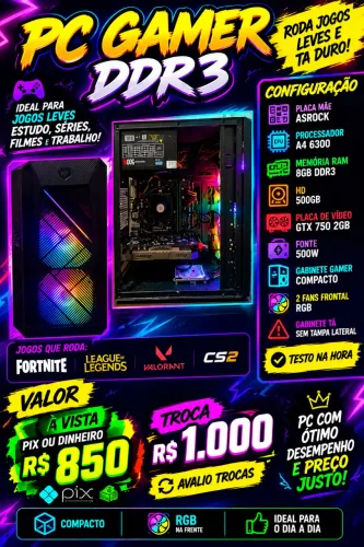 Pc gamer ddr3 com hd falta sdd