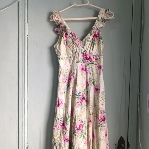 Vestido Romântico Aquamar Com Florais Lindo M
