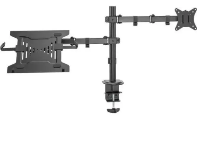 Suporte articulado Duplo De Mesa Para Monitor E Notebook Cor Preto