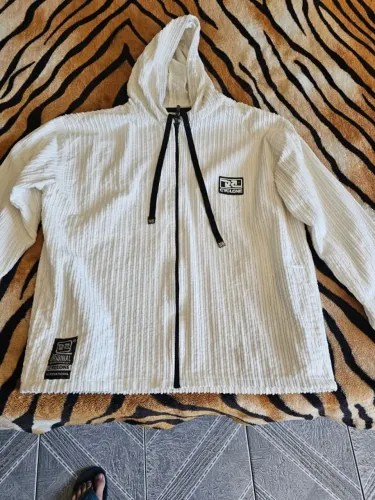 Jaqueta Cyclone Original Veludo Branca Capuz Tam. G - Excelente Estado