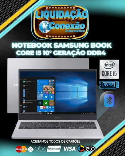Notebook Samsung book Core i5 10° Ger DDR4 (A pronta entrega)