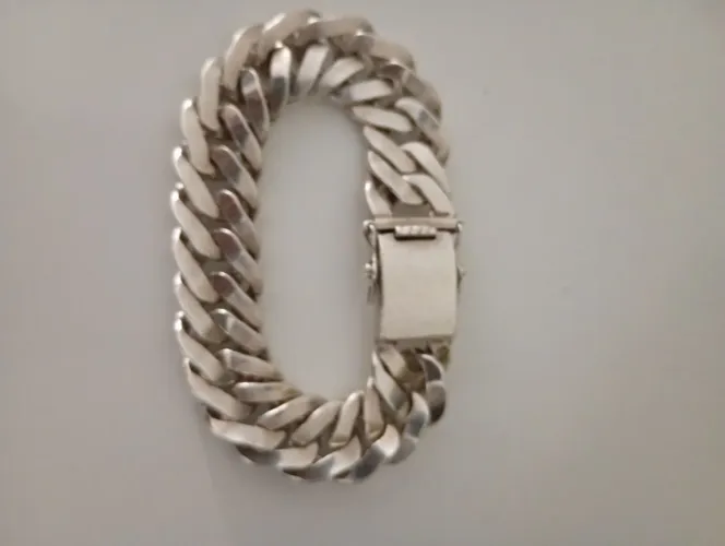 Pulseira Prata 950 Maciça 120g Elo Grumet Grossa 22mm Fecho Italiano