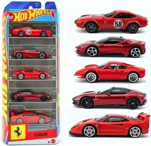 Miniatura Hot Wheels Conjunto Pack com 5 Ferrari