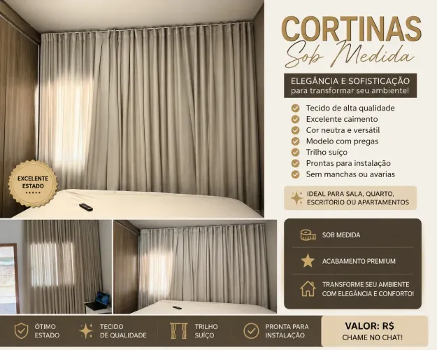 CORTINAS SOB MEDIDA PREMIUM | EXCELENTE ESTADO | PRONTAS PARA INSTALAÇÃO ?