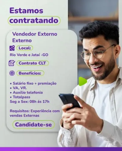 Vagas abertas OPORTUNIDADE | VENDEDOR(A) EXTERNO(A)  