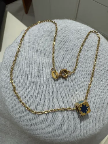 TORNOZELEIRA OURO 18k/ BRINDE PINGENTE FOLHEADO