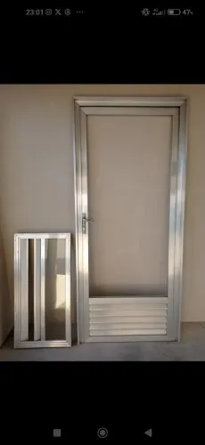 Porta de Alumínio + Janela 1,00 metro X 2,20 altura Com Batente !! Sem Vidro !