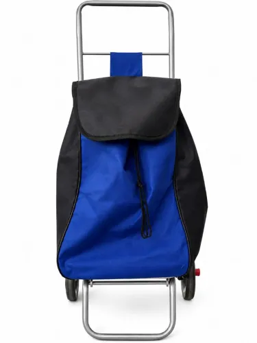 Sacola de rodinhas azul e preta