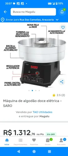 Máquina de algodão doce Saro nova