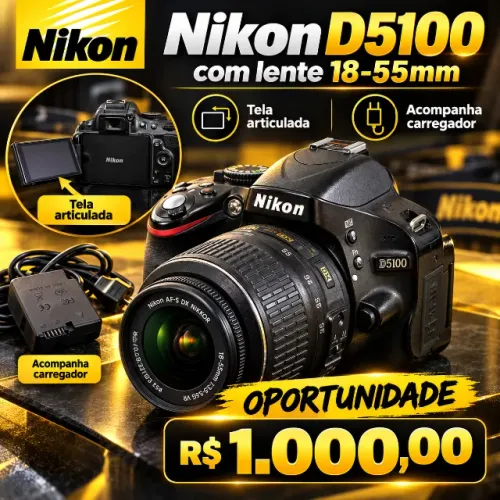 Câmera Nikon D5100 DSLR + Lente 18-55mm + Carregador