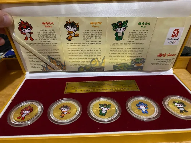 Medalhas Comemorativas Mascotes Fuwa Olimpíadas Beijing 2008