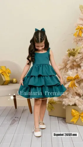 Vestidos infantil festas verde e vermelho