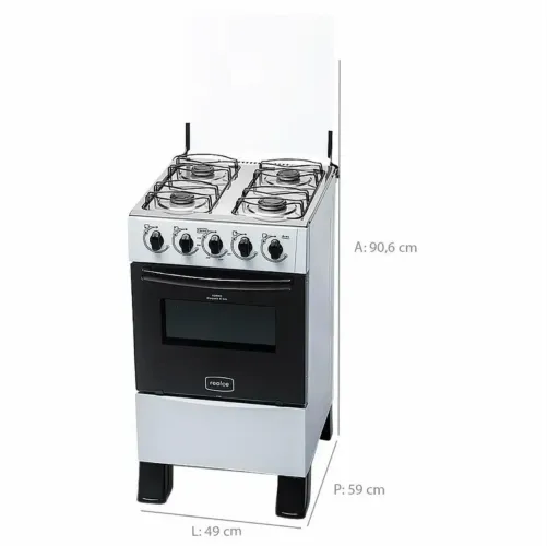 Fogão Realce 4 Bocas Ares Manual Mesa de Inox Forno 50 Litros