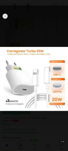 Carregador Compativel Com iPhone 8 X Xr 11 12 13 14 Pro Max Turbo Fonte Tipo C Boyu Cell