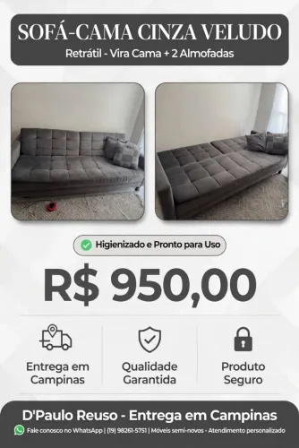 Sofá- cama Cinza