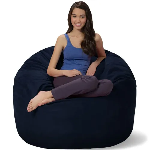Puff Redondo 100x50 Em Suede Preto Com Enchimento