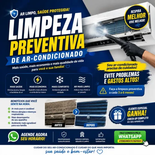 Limpeza preventiva de ar-condicionado/ chame e agende seu atendimento